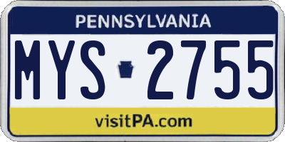 PA license plate MYS2755