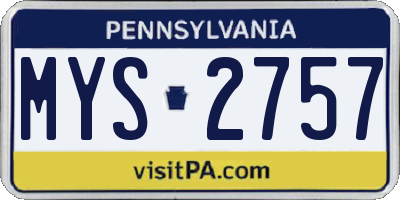 PA license plate MYS2757