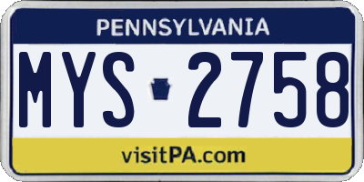 PA license plate MYS2758
