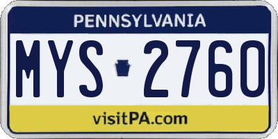 PA license plate MYS2760