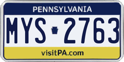 PA license plate MYS2763