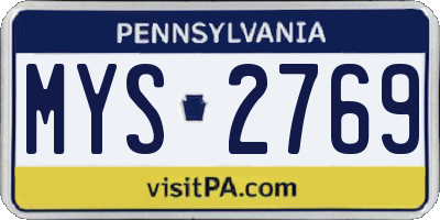 PA license plate MYS2769