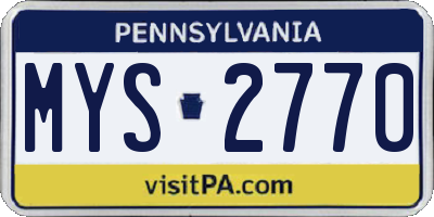 PA license plate MYS2770