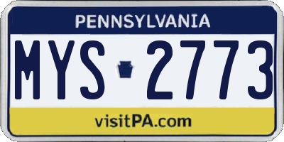 PA license plate MYS2773