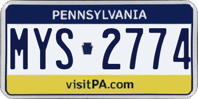PA license plate MYS2774