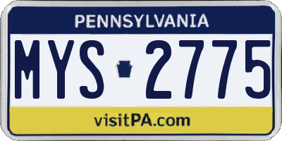 PA license plate MYS2775