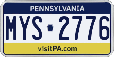 PA license plate MYS2776