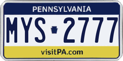 PA license plate MYS2777