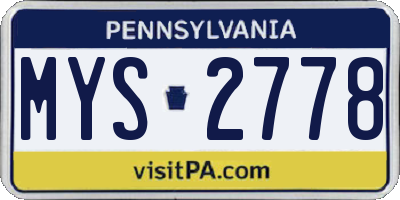 PA license plate MYS2778