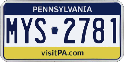 PA license plate MYS2781