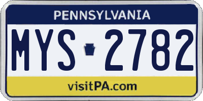 PA license plate MYS2782