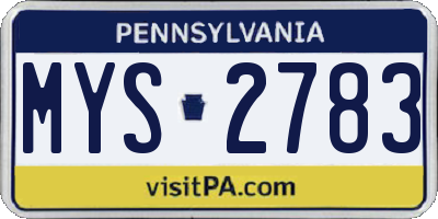 PA license plate MYS2783