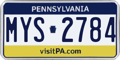 PA license plate MYS2784