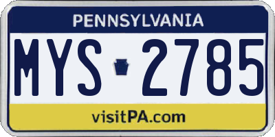 PA license plate MYS2785