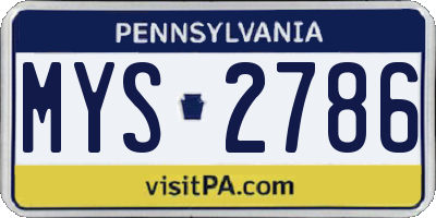 PA license plate MYS2786