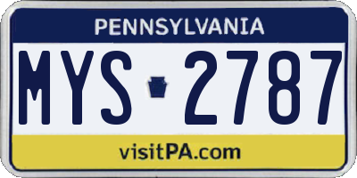 PA license plate MYS2787