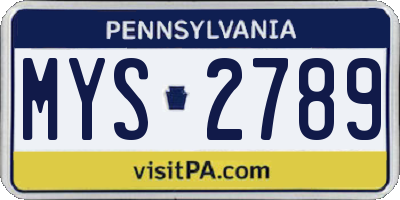 PA license plate MYS2789