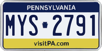 PA license plate MYS2791