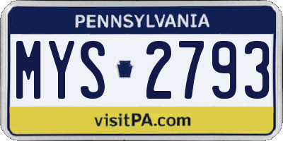 PA license plate MYS2793