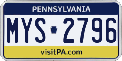 PA license plate MYS2796