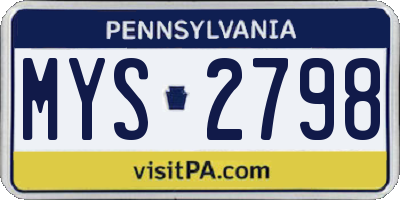 PA license plate MYS2798