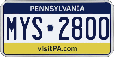 PA license plate MYS2800