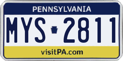 PA license plate MYS2811