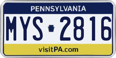 PA license plate MYS2816