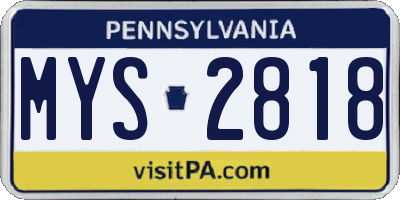 PA license plate MYS2818