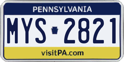 PA license plate MYS2821