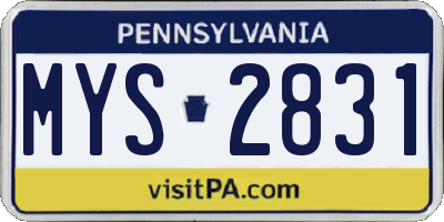 PA license plate MYS2831