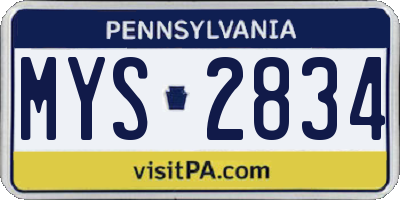 PA license plate MYS2834