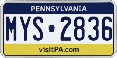 PA license plate MYS2836