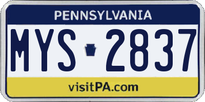 PA license plate MYS2837