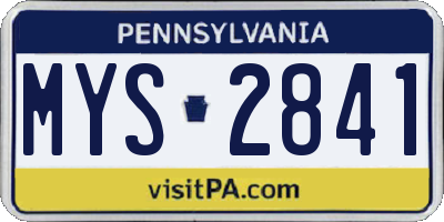 PA license plate MYS2841
