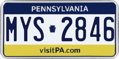 PA license plate MYS2846