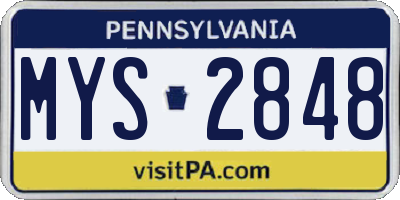 PA license plate MYS2848