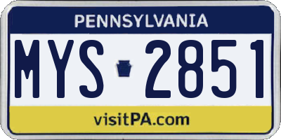 PA license plate MYS2851