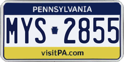 PA license plate MYS2855