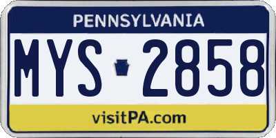 PA license plate MYS2858