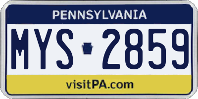 PA license plate MYS2859