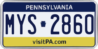 PA license plate MYS2860