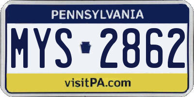 PA license plate MYS2862