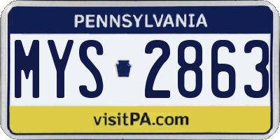 PA license plate MYS2863