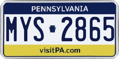 PA license plate MYS2865