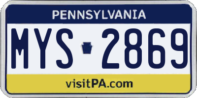 PA license plate MYS2869