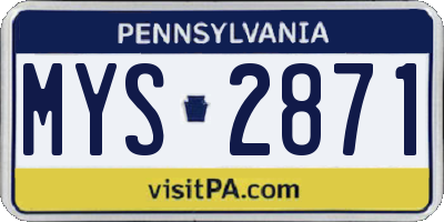 PA license plate MYS2871