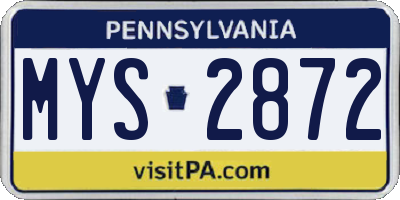 PA license plate MYS2872
