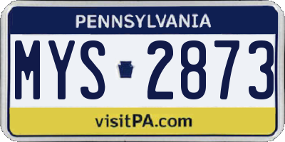 PA license plate MYS2873