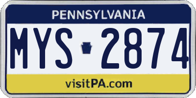 PA license plate MYS2874